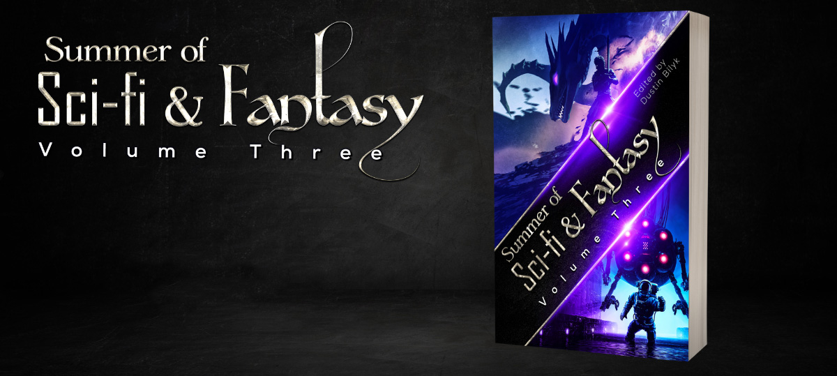 The cover of the Summer of Sci-fi and Fantasy Anthology, Volume 3 against a black background